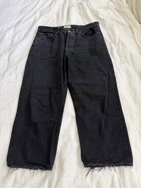 Agolde 90s Crop Black Relaxed Wide-Leg Jeans